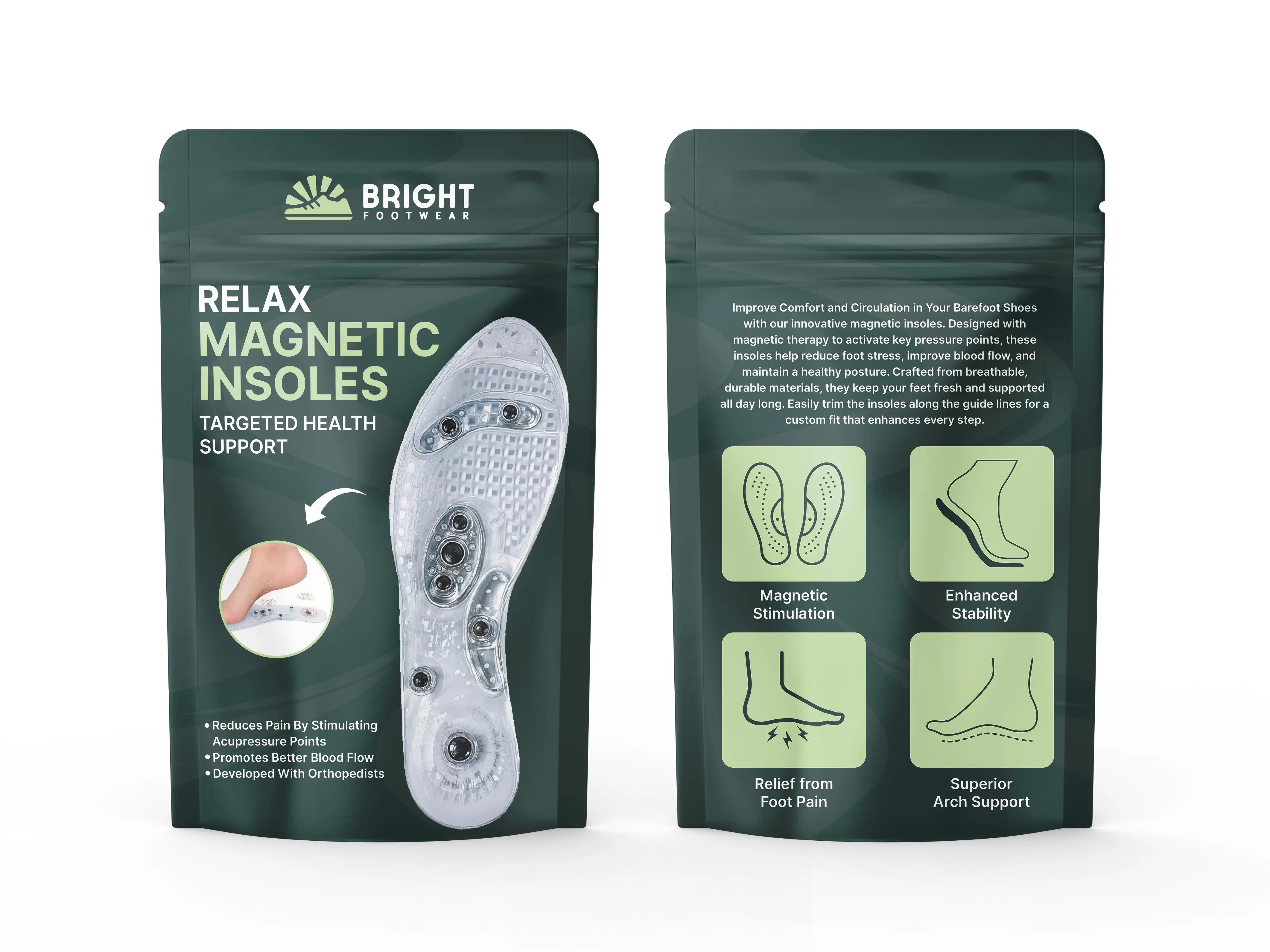 Relax Magnetic Insoles - Reduce Pain by Stimulating Acupressure Points